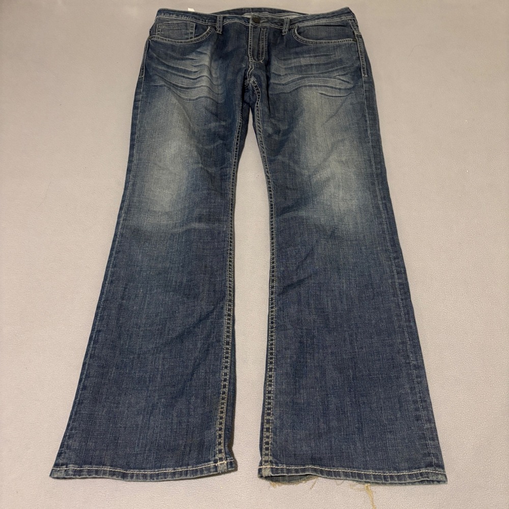 Buffalo David Bitton Game-X Mens Bootcut Stretch Jeans Blue 38x34 Distressed